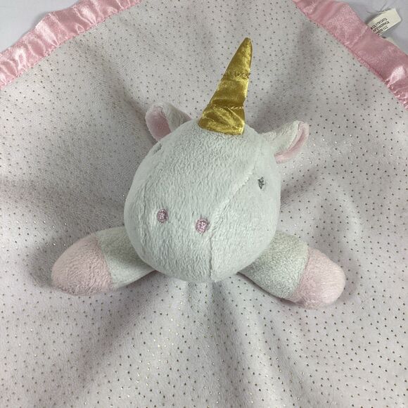 Cloud Island Unicorn Lovey Baby Security Blanket Pink White Gold Sparkles - Picture 2 of 7